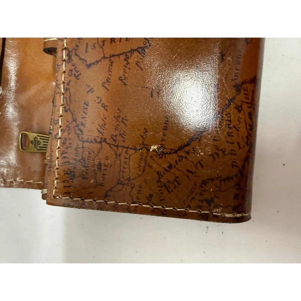 Patricia Nash Oliveri Leather Tri-Fold Wallet W/ RFID‎ Protection RIOT RUST MAP